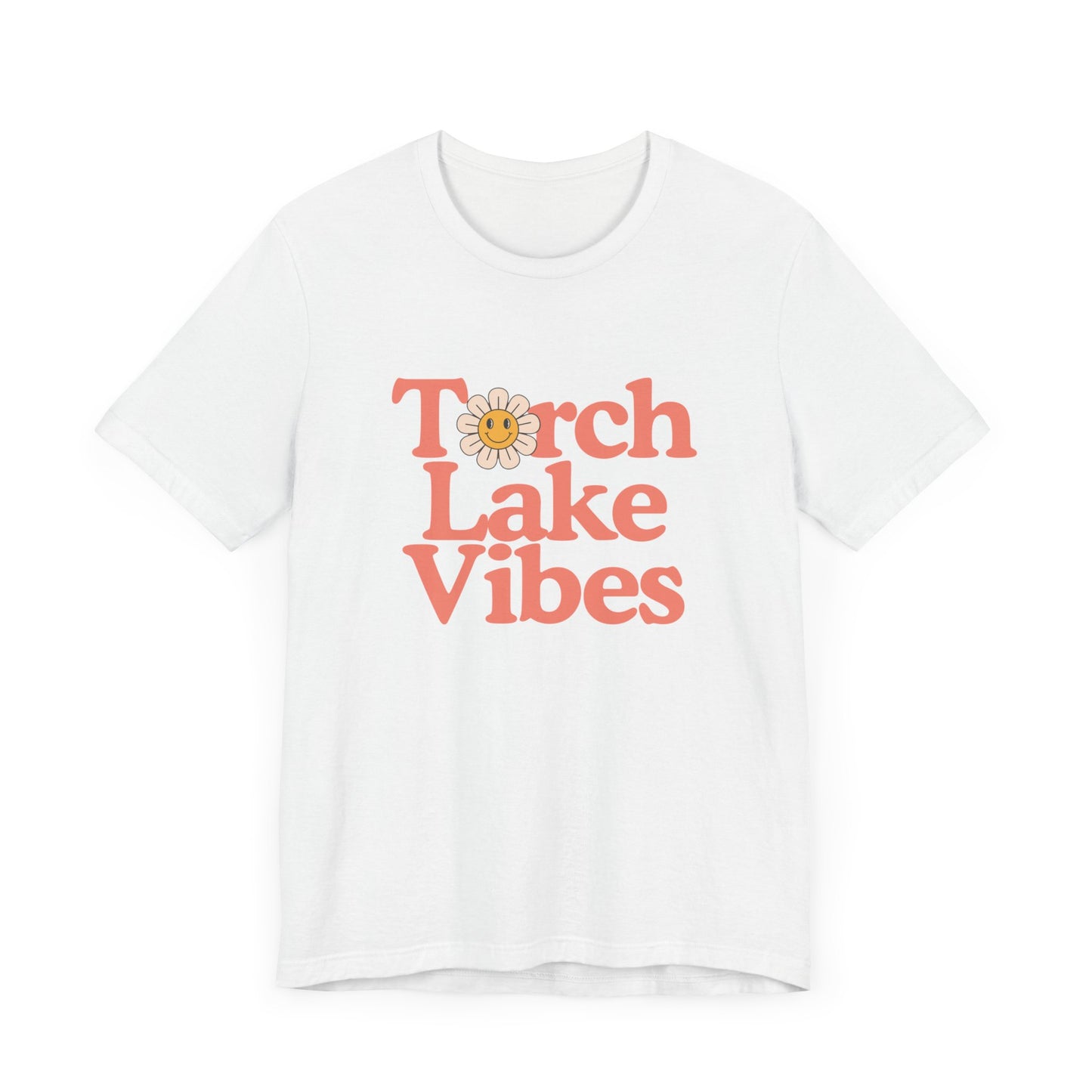 Torch Lake Vibes T-Shirt – Women’s Michigan Lake Life Tee with Floral Design, Summer Boating Shirt