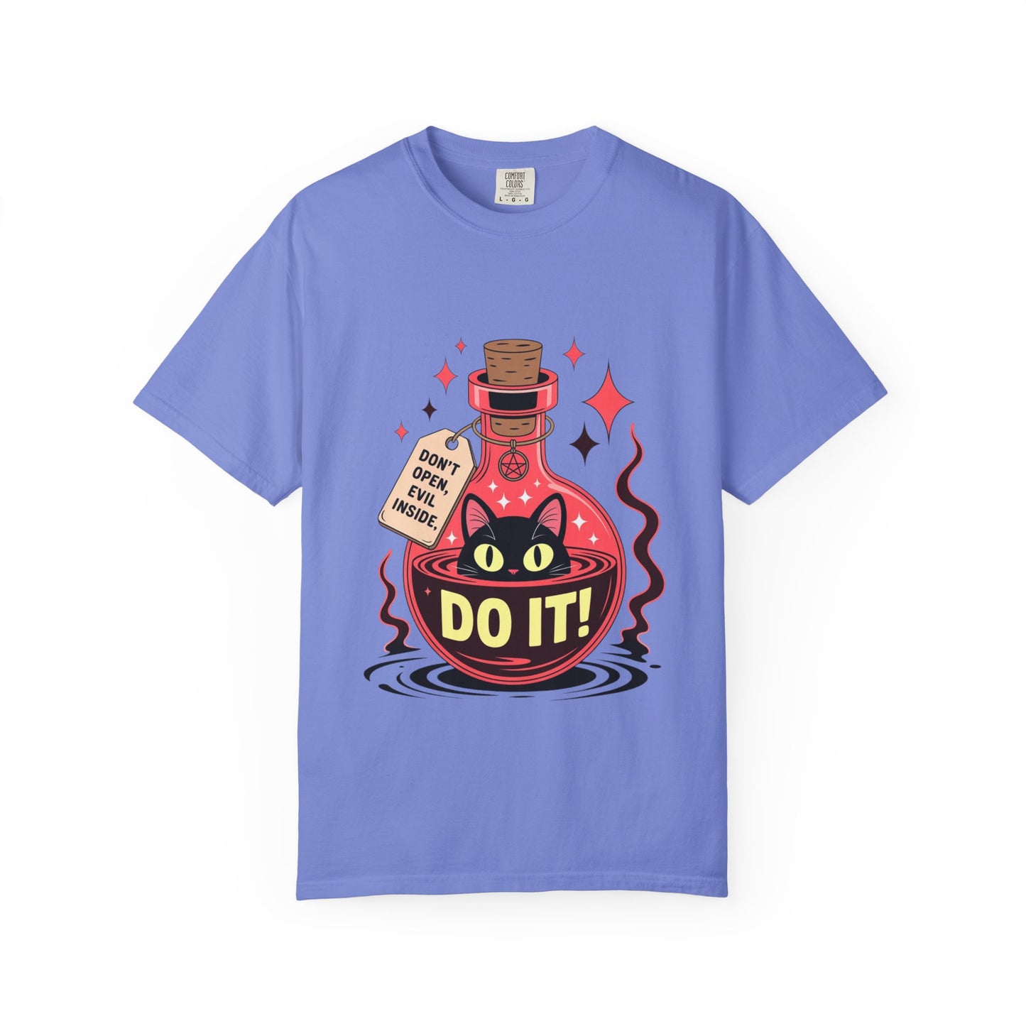 Evil Cat Potion Tee – Gothic Bottle Familiar Comfort Colors T-Shirt