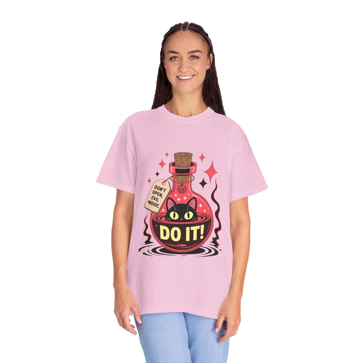 Evil Cat Potion Tee – Gothic Bottle Familiar Comfort Colors T-Shirt