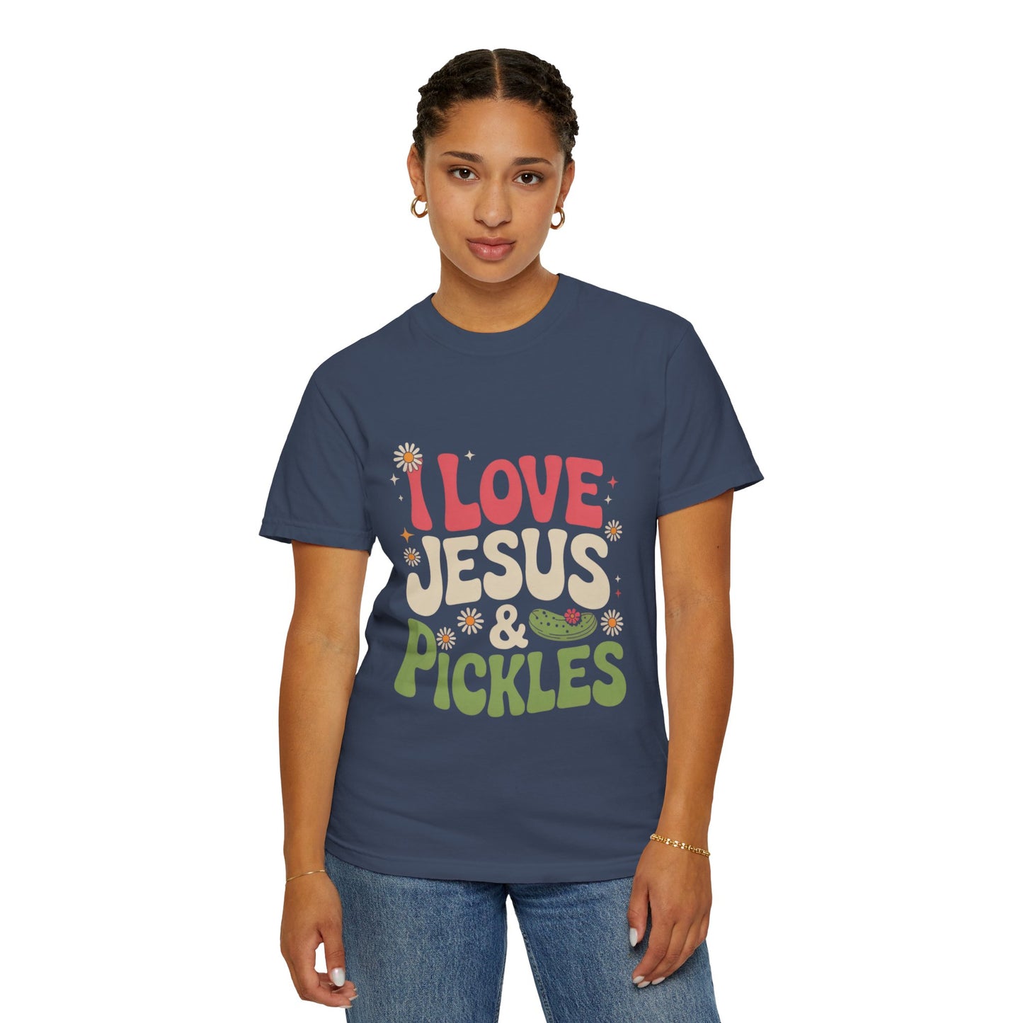 I Love Jesus & Pickles Tee – Faith Meets Flavor Comfort Colors T-Shirt