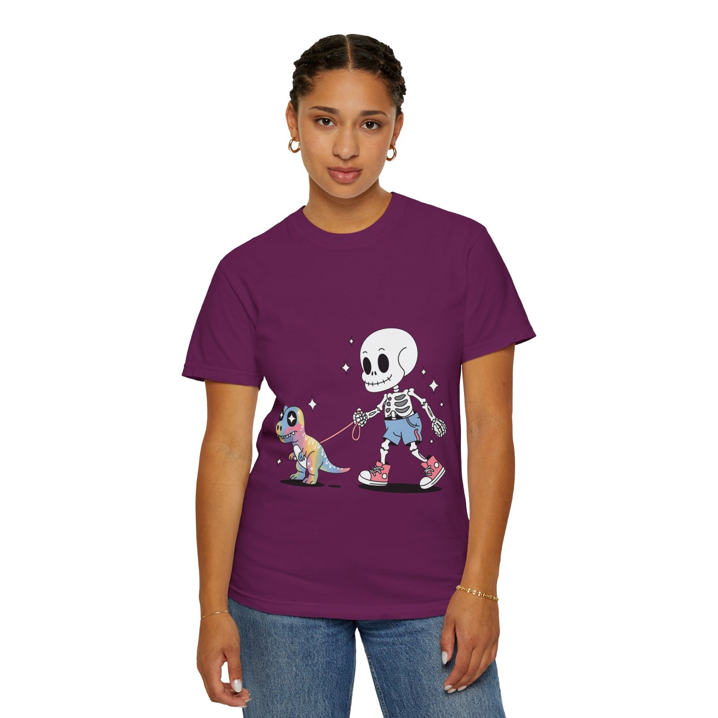 Dino Walk Tee – Skeleton Walking Rainbow Dinosaur Shirt