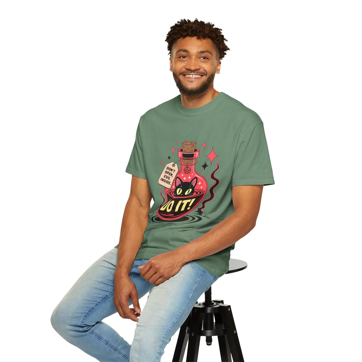 Evil Cat Potion Tee – Gothic Bottle Familiar Comfort Colors T-Shirt