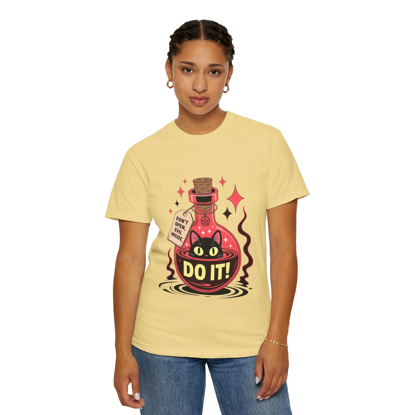 Evil Cat Potion Tee – Gothic Bottle Familiar Comfort Colors T-Shirt