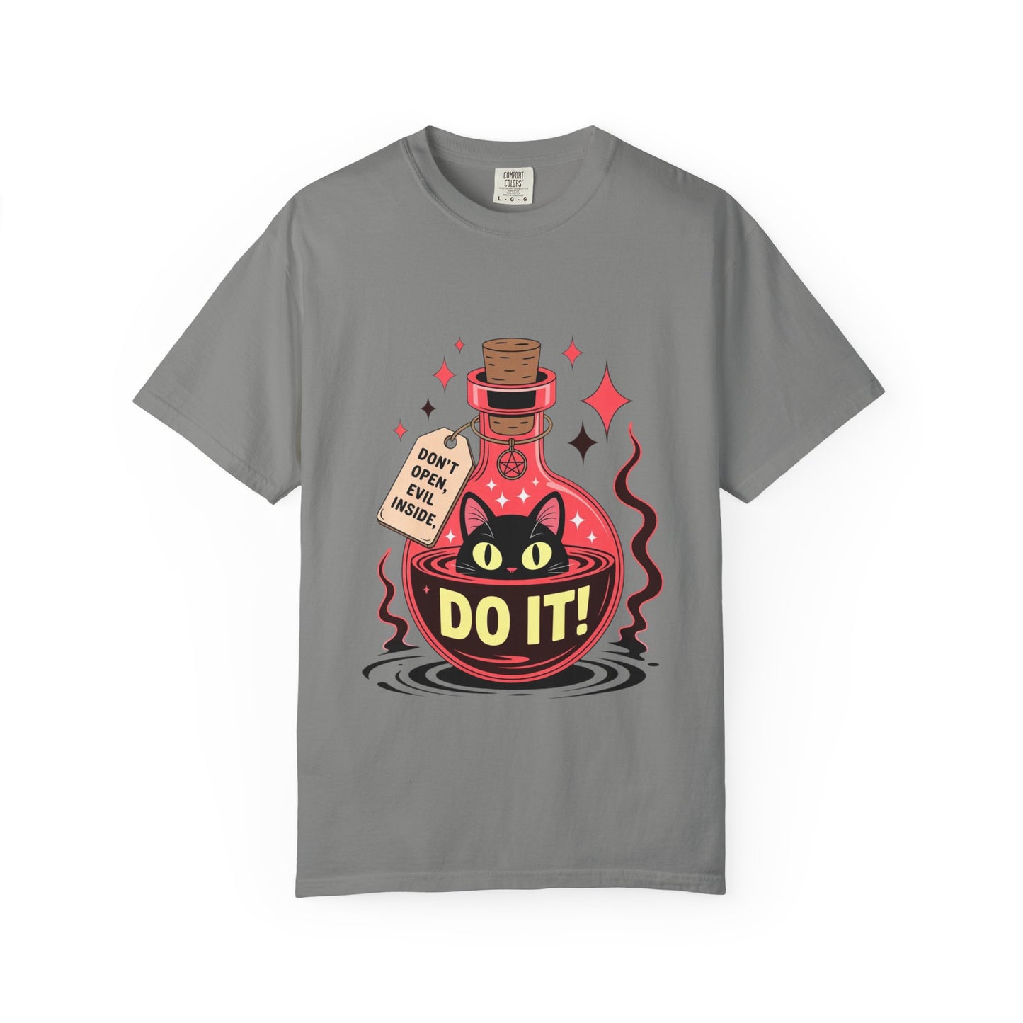 Evil Cat Potion Tee – Gothic Bottle Familiar Comfort Colors T-Shirt