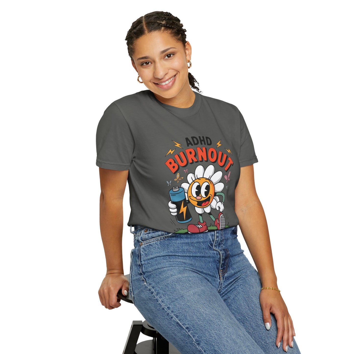 ADHD Burnout Social Club Tee – Funny Retro Flower Character Shirt