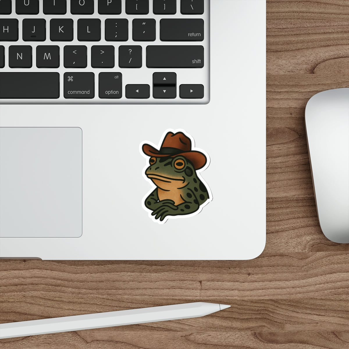 Cowboy Frog Sticker – Western Tattoo Style Vinyl Decal