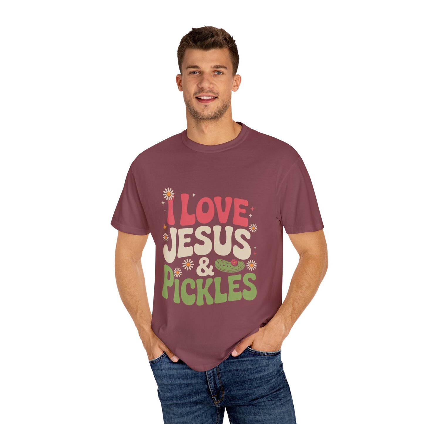 I Love Jesus & Pickles Tee – Faith Meets Flavor Comfort Colors T-Shirt