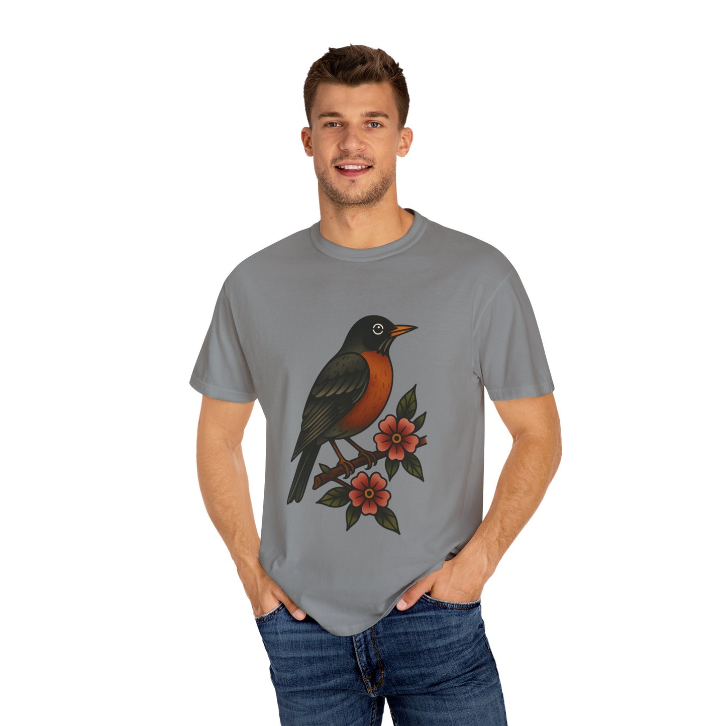 Robin & Wildflower Tattoo Tee – Comfort Colors Unisex Garment-Dyed T-Shirt