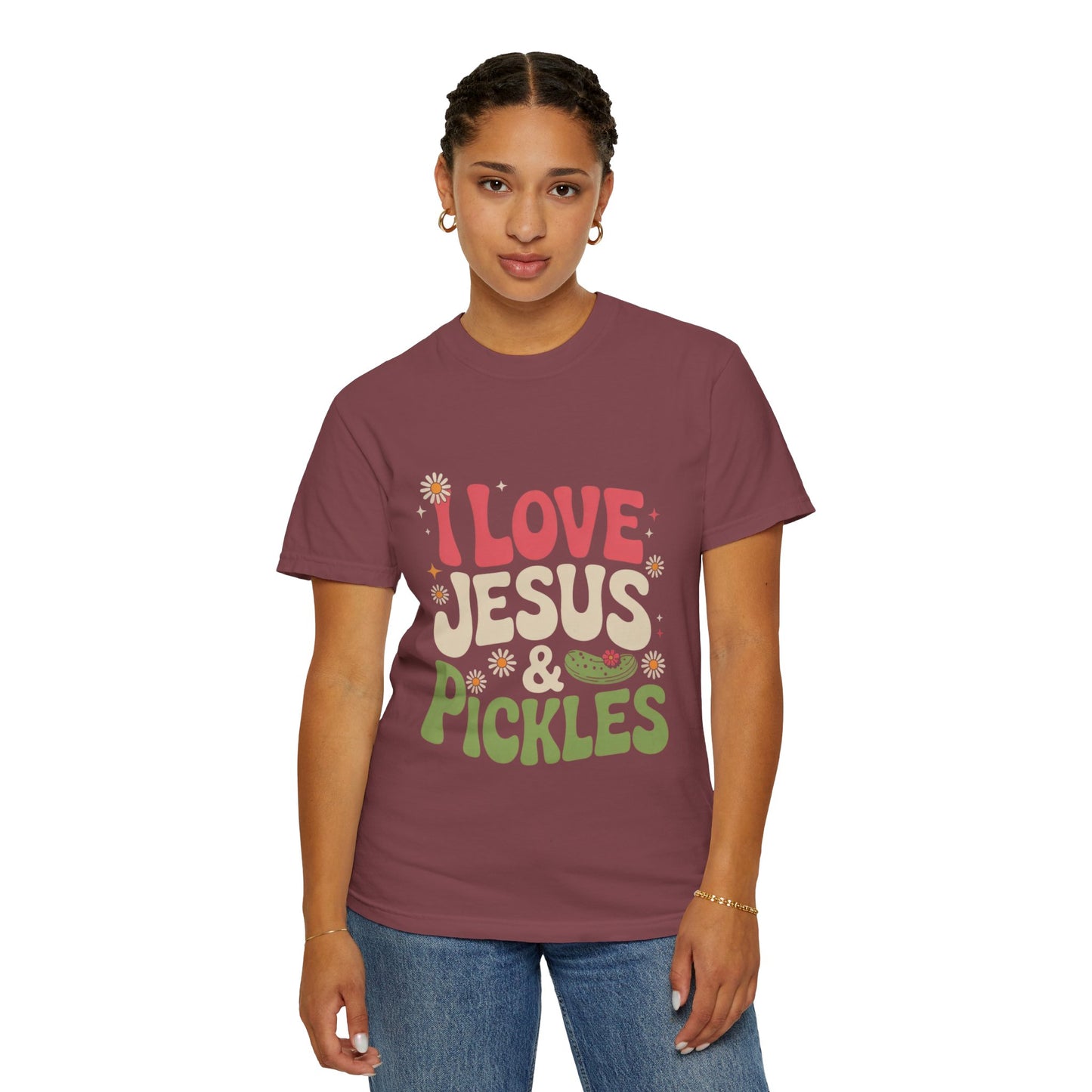 I Love Jesus & Pickles Tee – Faith Meets Flavor Comfort Colors T-Shirt