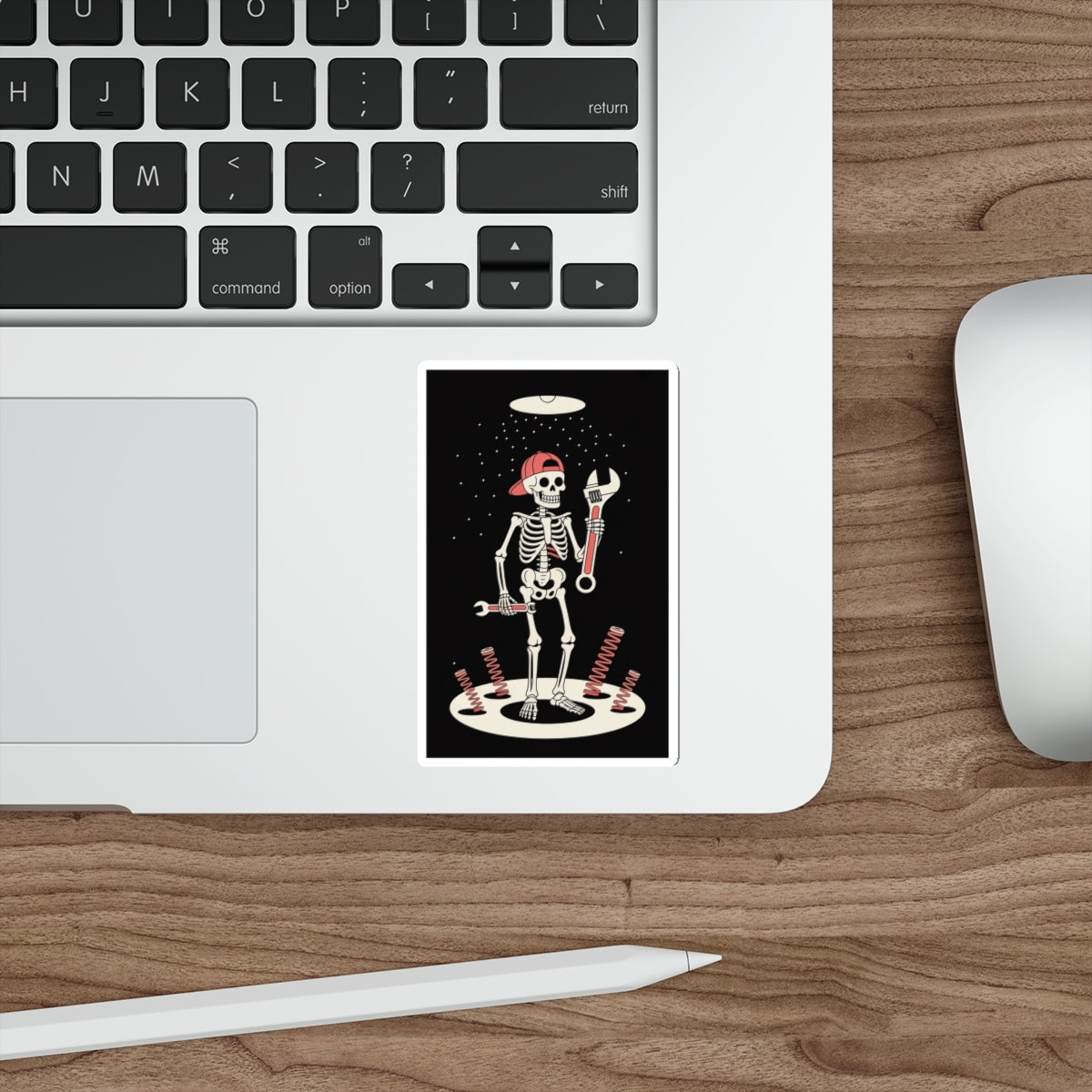 UFO Mechanic Skeleton Sticker – Die-Cut Vinyl Sticker