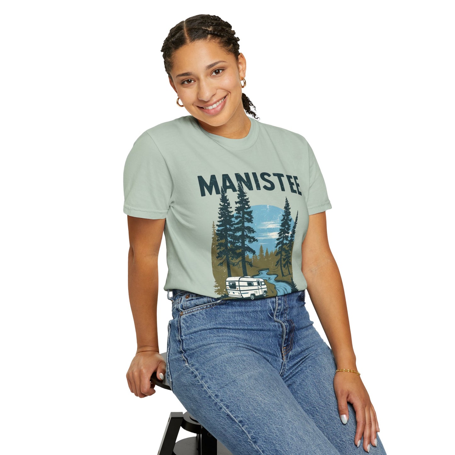 Manistee National Forest RV T-Shirt β Unisex Michigan Camping Tee with Trees & Camper Van Design
