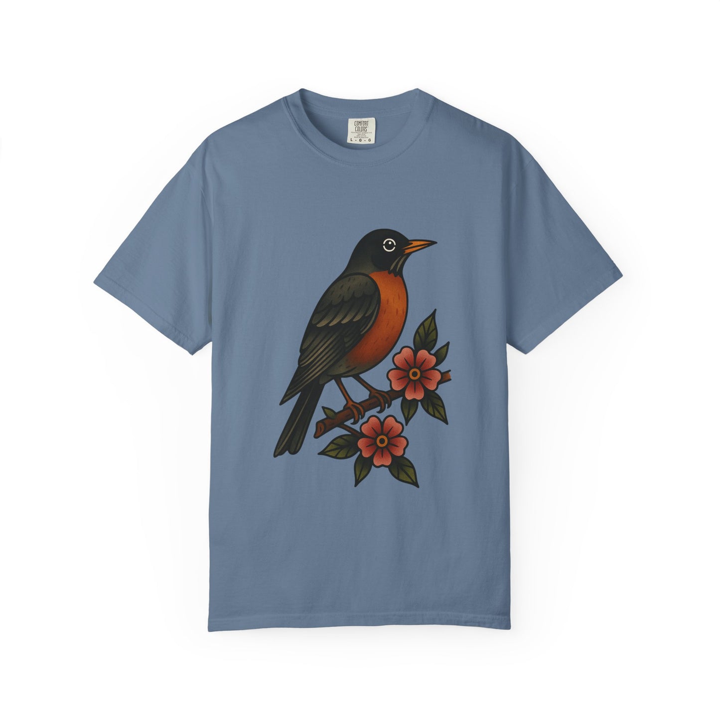 Robin & Wildflower Tattoo Tee – Comfort Colors Unisex Garment-Dyed T-Shirt