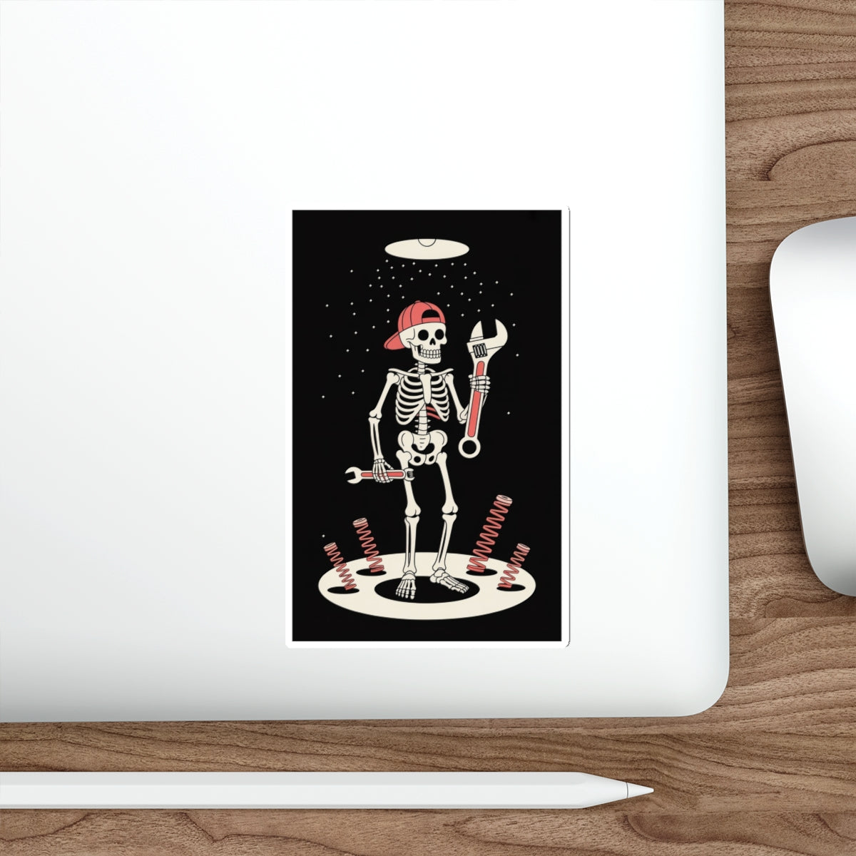 UFO Mechanic Skeleton Sticker – Die-Cut Vinyl Sticker
