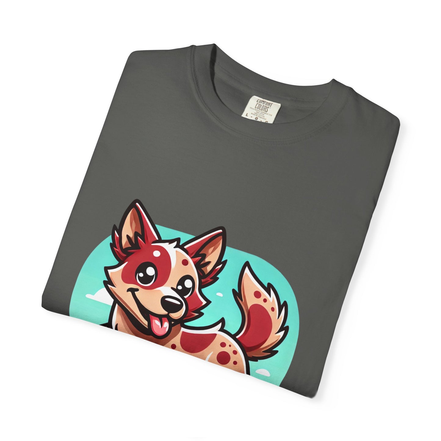Playful Red Heeler Cartoon Dog T-Shirt – Comfort Colors Unisex Garment-Dyed Tee