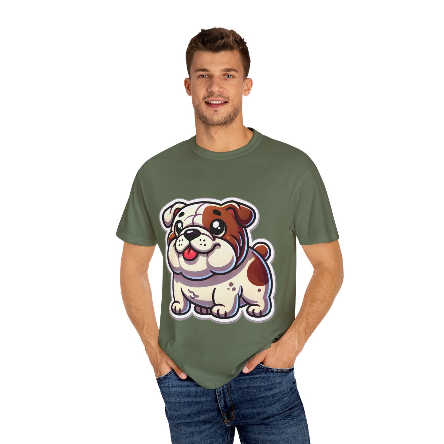 Cute English Bulldog Cartoon T-Shirt – Comfort Colors Unisex Garment-Dyed Tee