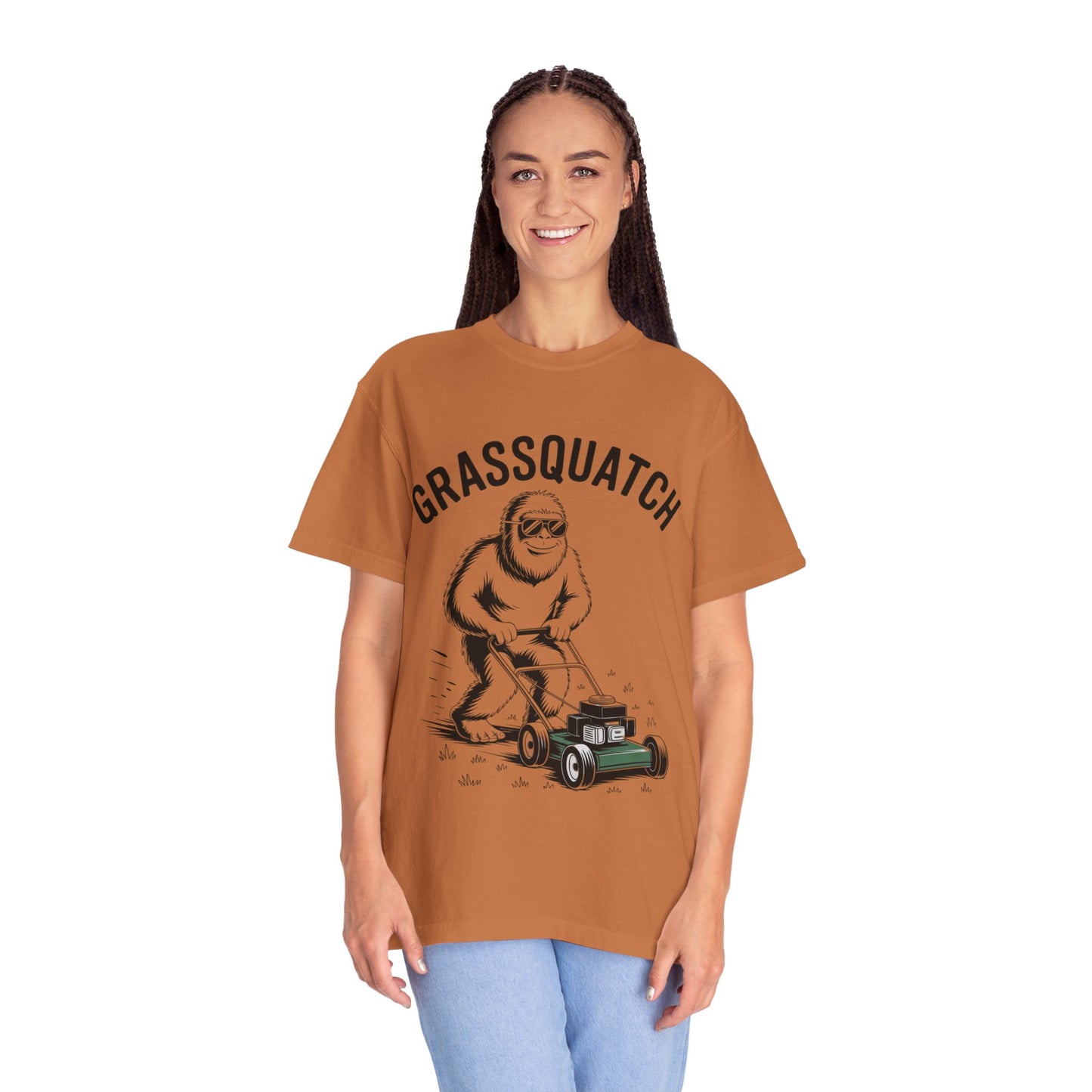 Grassquatch Lawn Mowing Tee – Funny Bigfoot Yardwork Shirt
