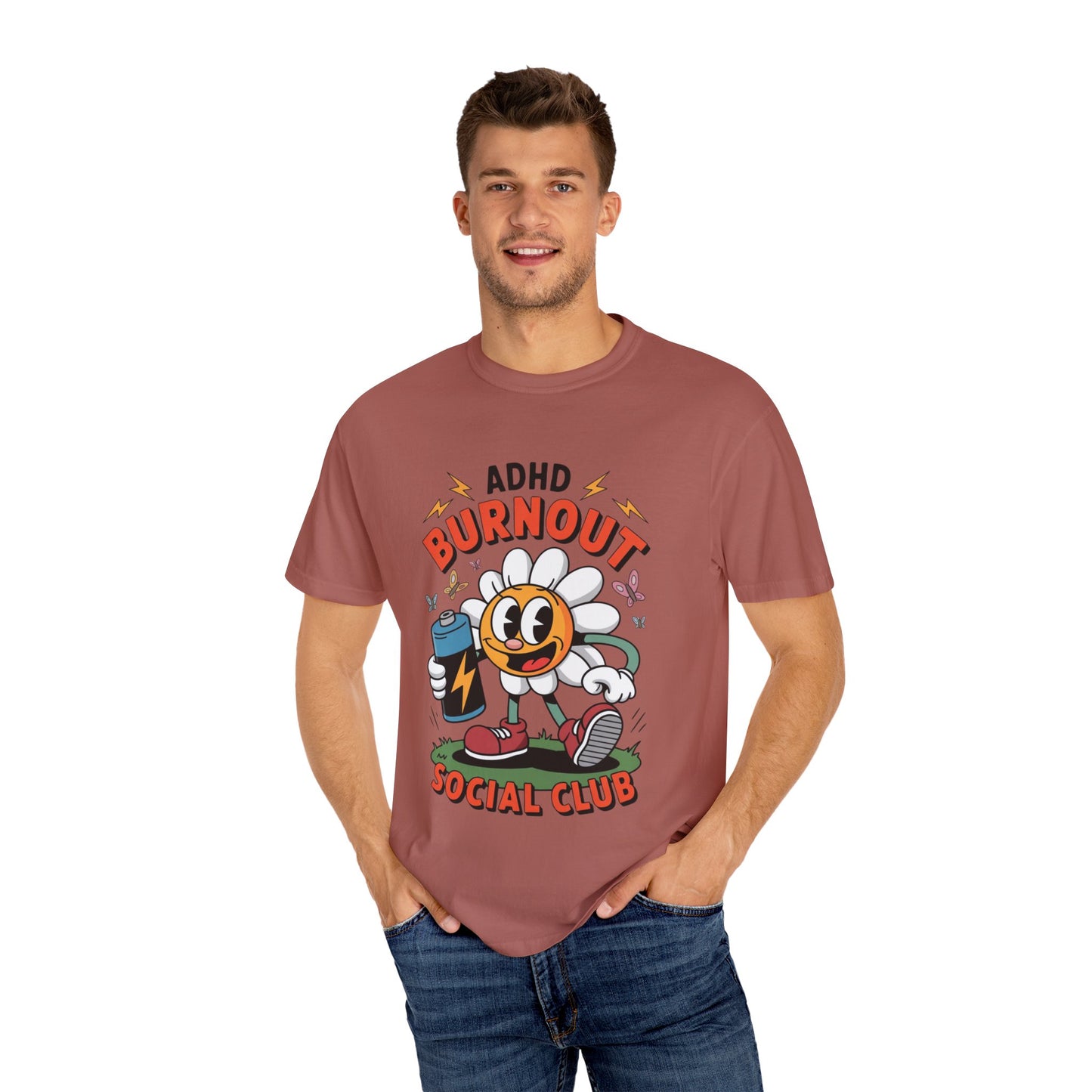 ADHD Burnout Social Club Tee – Funny Retro Flower Character Shirt