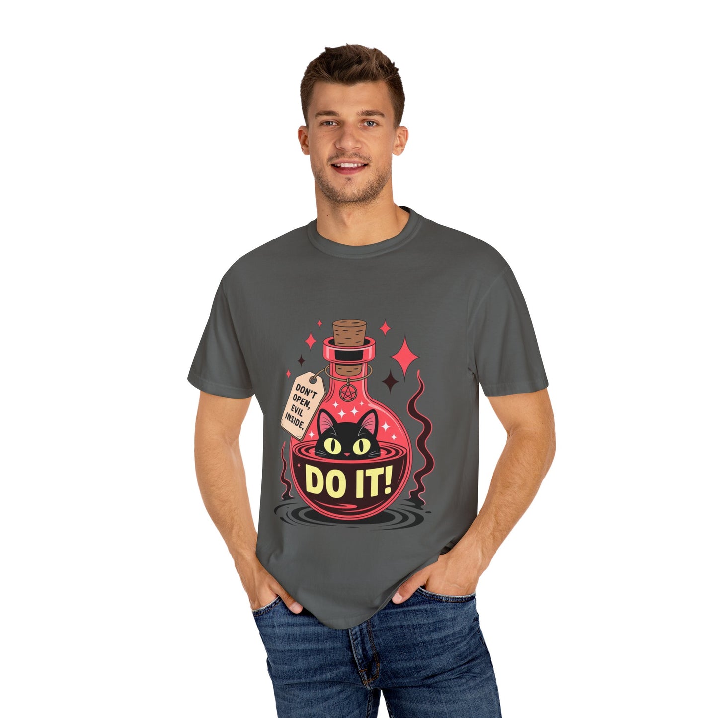 Evil Cat Potion Tee – Gothic Bottle Familiar Comfort Colors T-Shirt