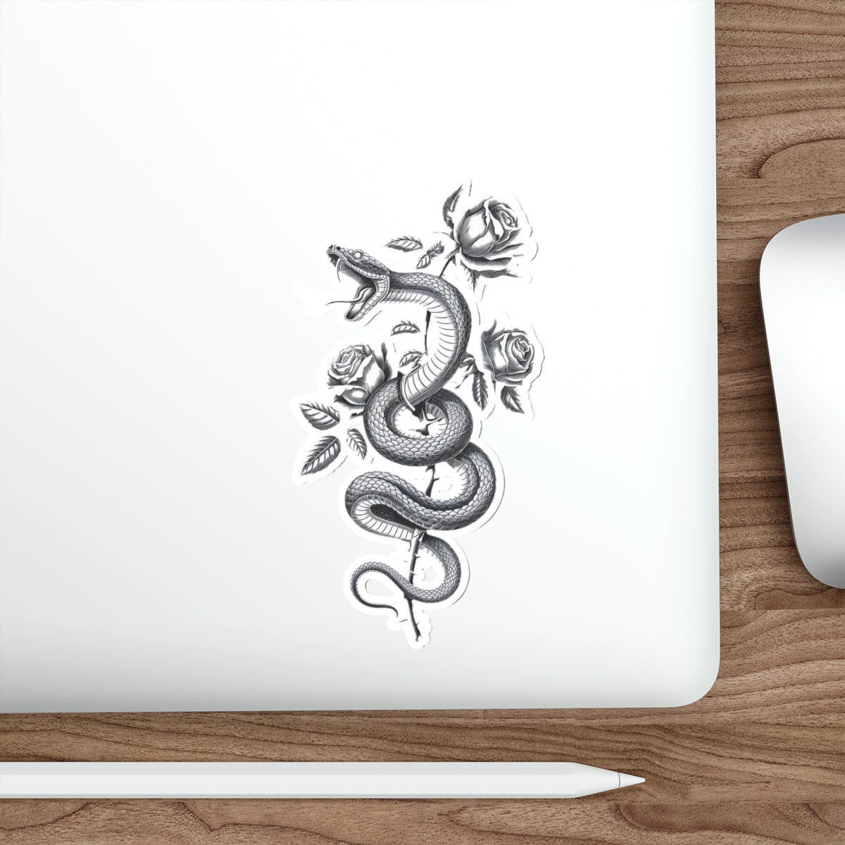 Snake and Rose Sticker – Die-Cut Vinyl Sticker
