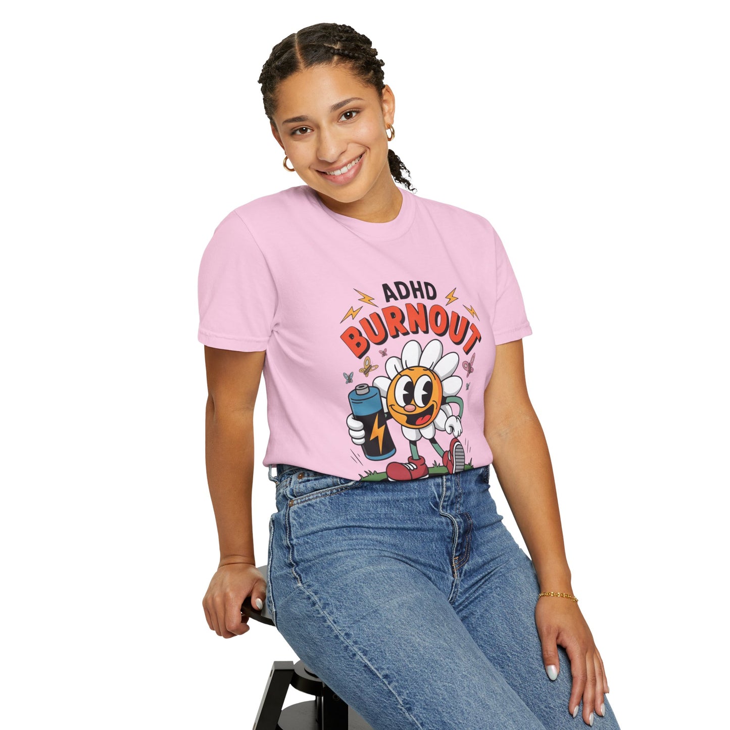 ADHD Burnout Social Club Tee – Funny Retro Flower Character Shirt