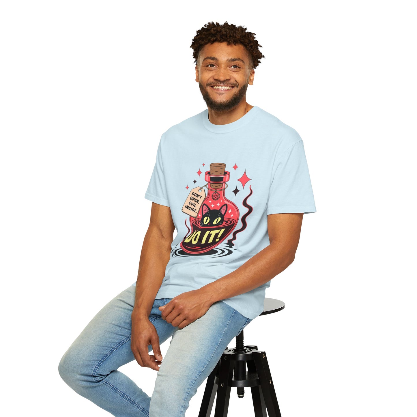 Evil Cat Potion Tee – Gothic Bottle Familiar Comfort Colors T-Shirt