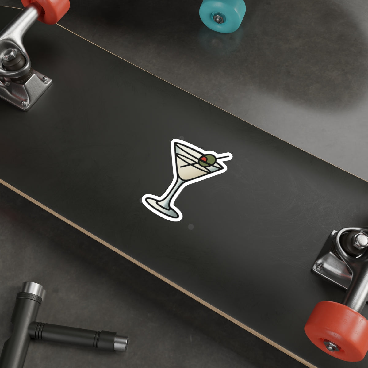Martini Glass Sticker – Minimalist Cocktail Tattoo Style Vinyl Decal