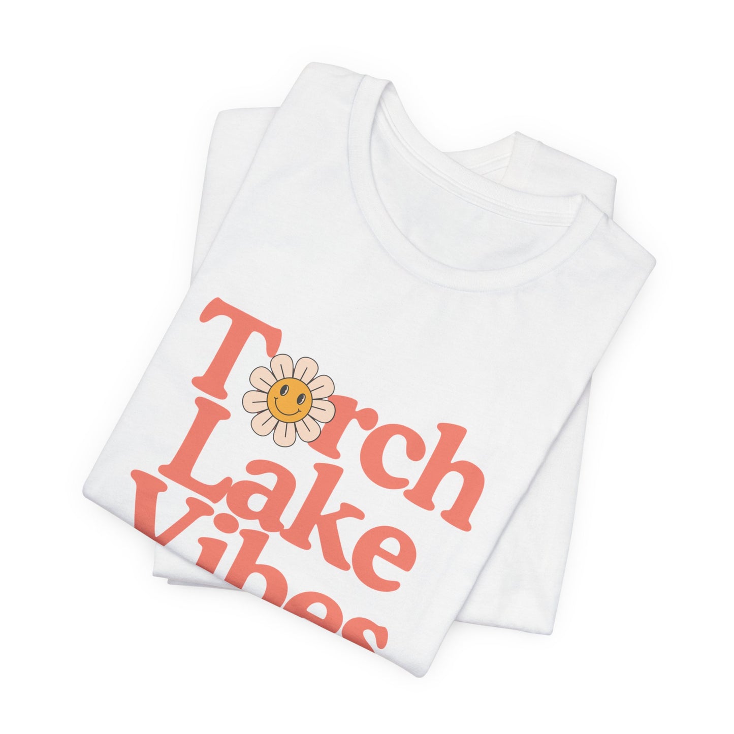 Torch Lake Vibes T-Shirt – Women’s Michigan Lake Life Tee with Floral Design, Summer Boating Shirt