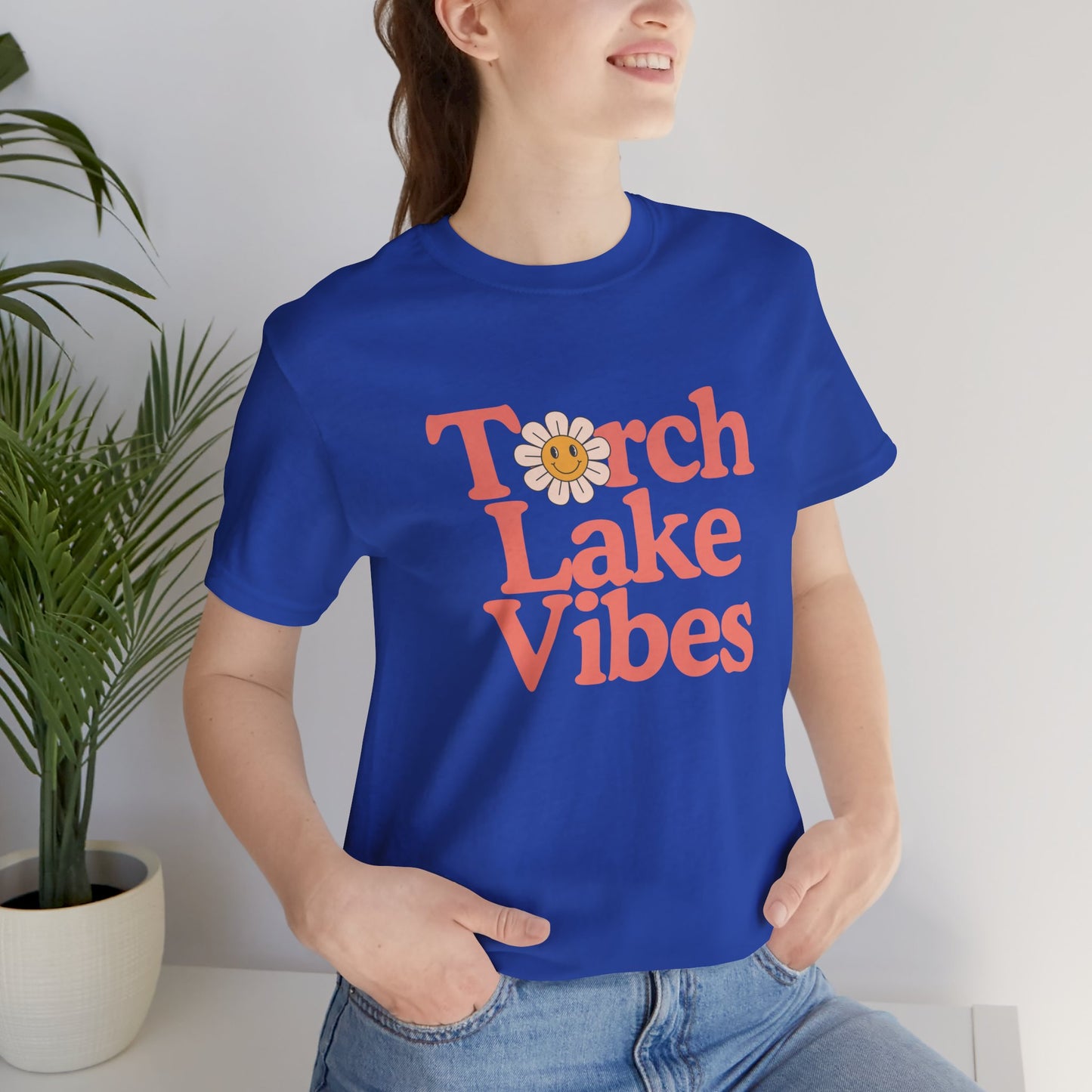 Torch Lake Vibes T-Shirt – Women’s Michigan Lake Life Tee with Floral Design, Summer Boating Shirt