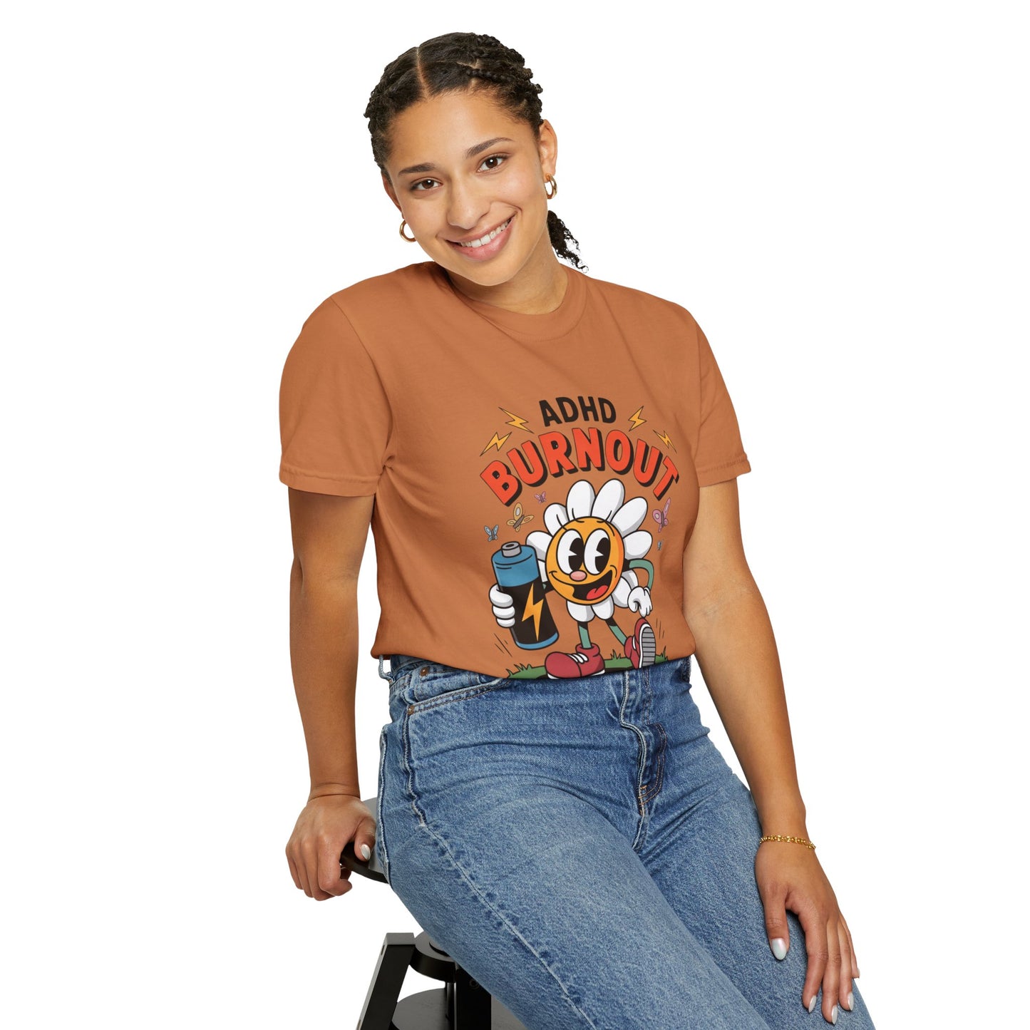 ADHD Burnout Social Club Tee – Funny Retro Flower Character Shirt