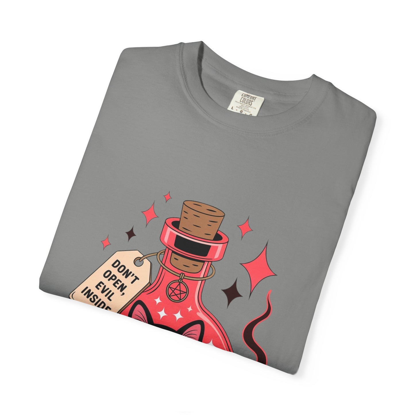 Evil Cat Potion Tee – Gothic Bottle Familiar Comfort Colors T-Shirt