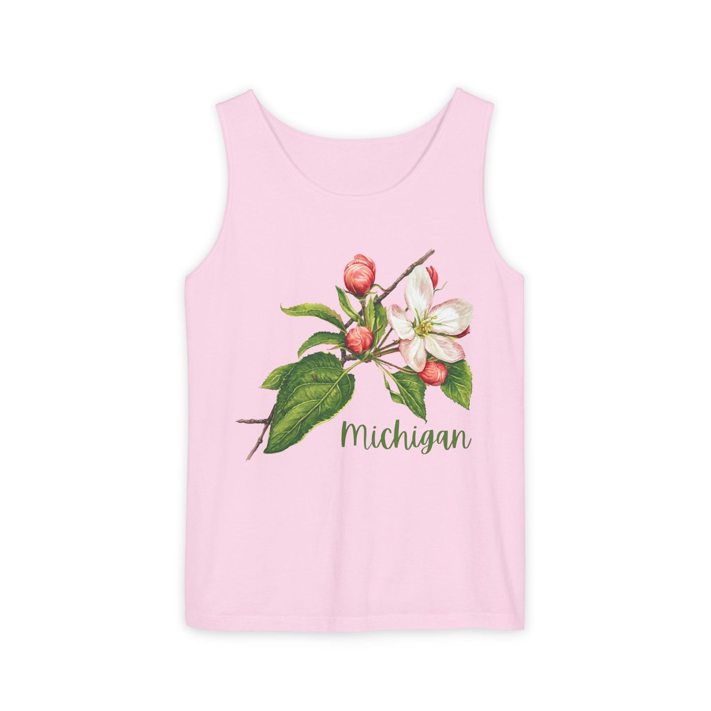 Michigan Cherry Blossom Unisex Tank Top – 100% Ring-Spun Cotton Floral Tank for Women Who Love Michigan