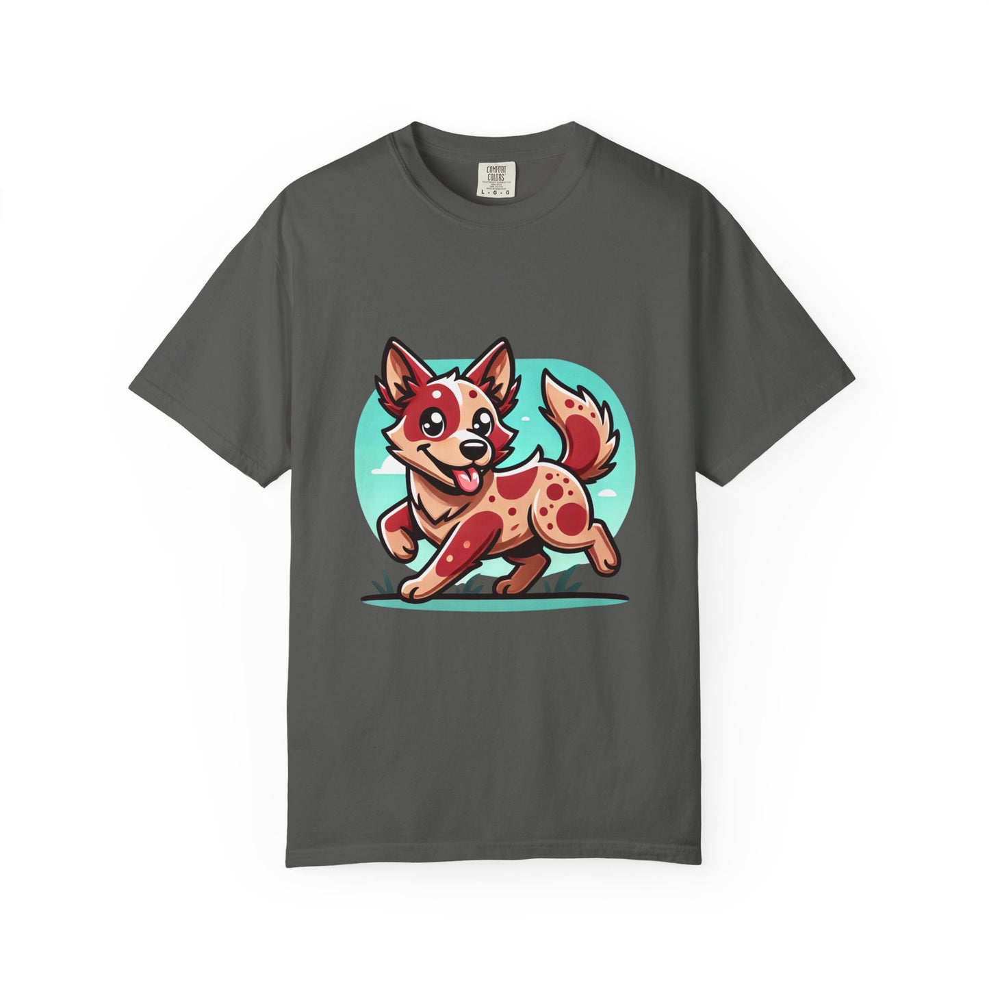 Playful Red Heeler Cartoon Dog T-Shirt – Comfort Colors Unisex Garment-Dyed Tee