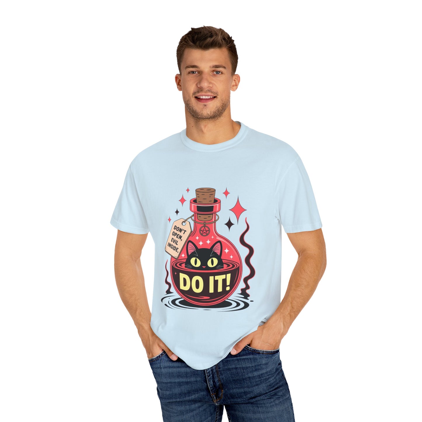 Evil Cat Potion Tee – Gothic Bottle Familiar Comfort Colors T-Shirt
