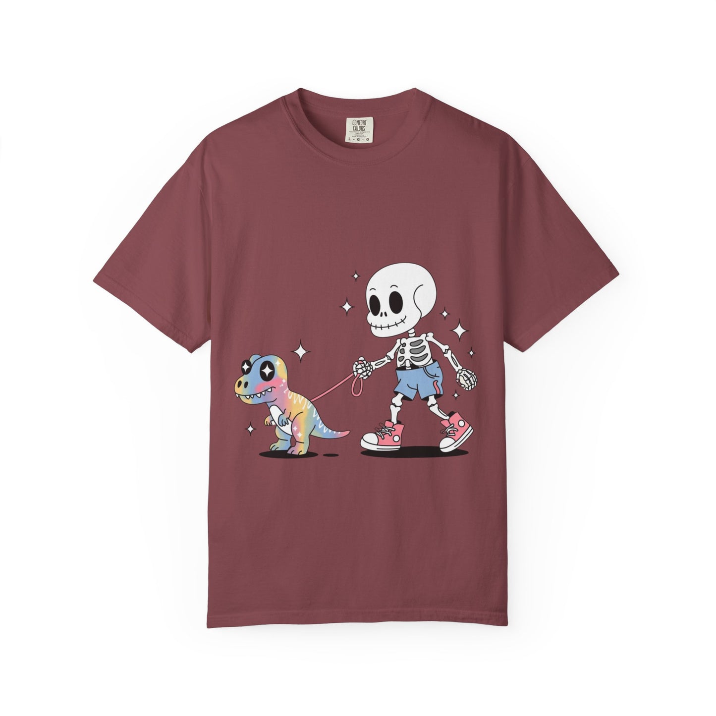 Dino Walk Tee – Skeleton Walking Rainbow Dinosaur Shirt