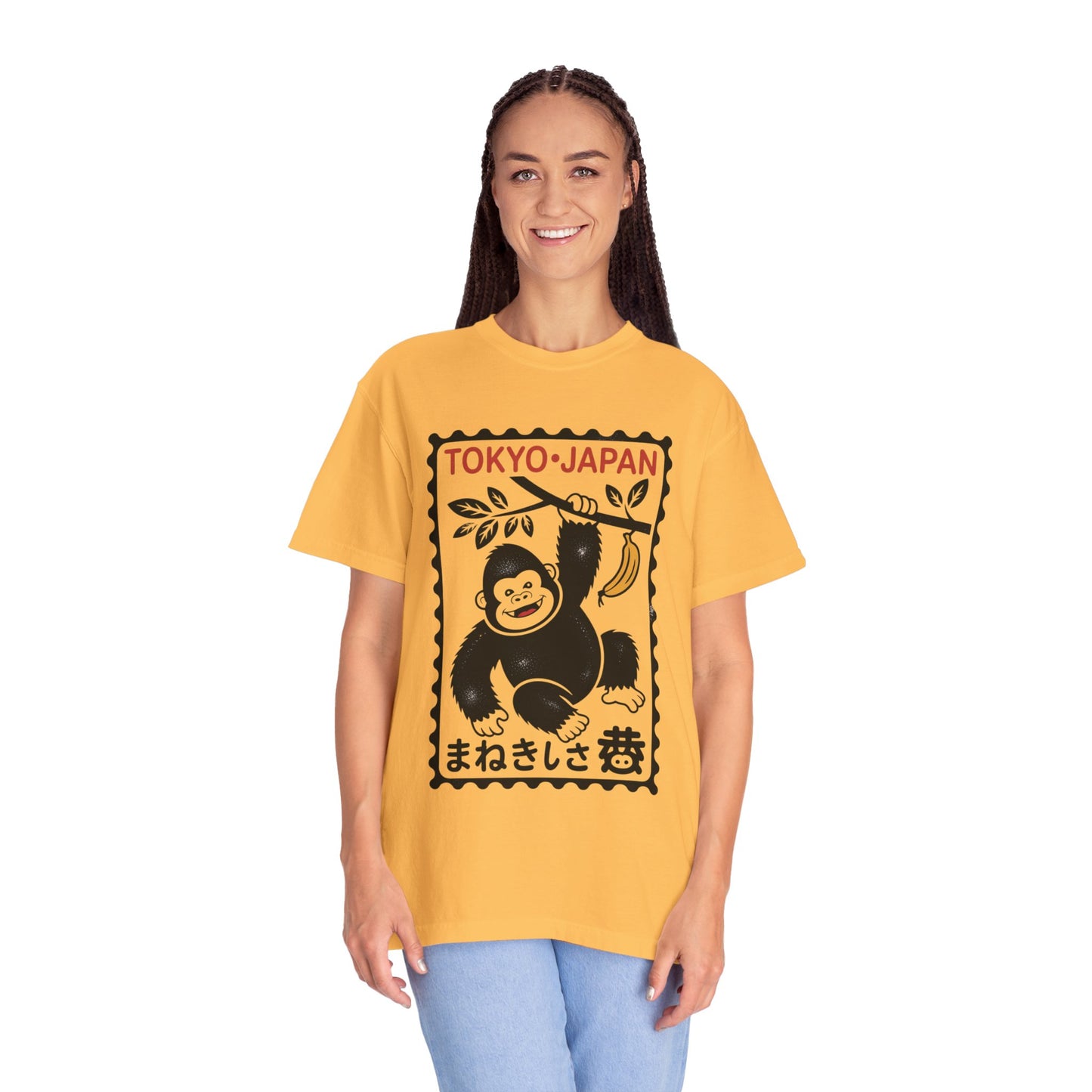 Tokyo Banana Gorilla Tee – Japanese Stamp-Inspired Comfort Colors T-Shirt