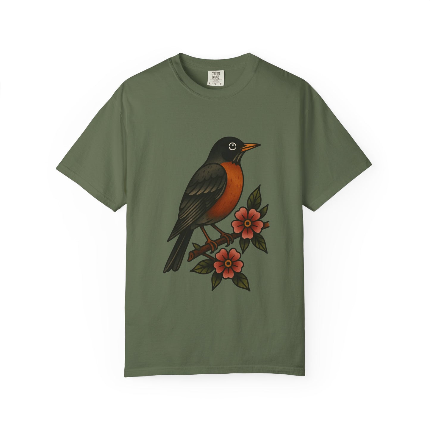 Robin & Wildflower Tattoo Tee – Comfort Colors Unisex Garment-Dyed T-Shirt