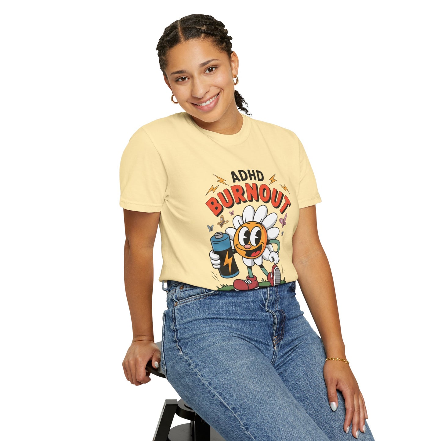 ADHD Burnout Social Club Tee – Funny Retro Flower Character Shirt