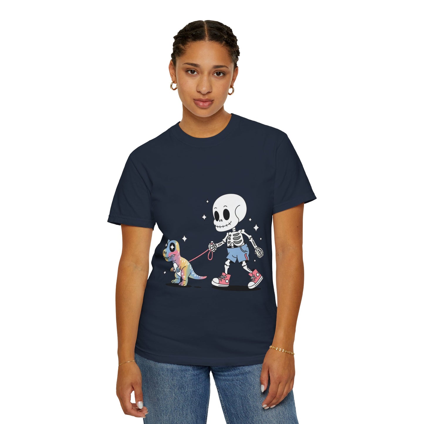 Dino Walk Tee – Skeleton Walking Rainbow Dinosaur Shirt