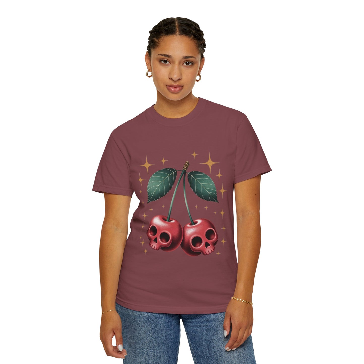 Cherry Skulls Tee – Dark Fruit Comfort Colors Graphic T-Shirt
