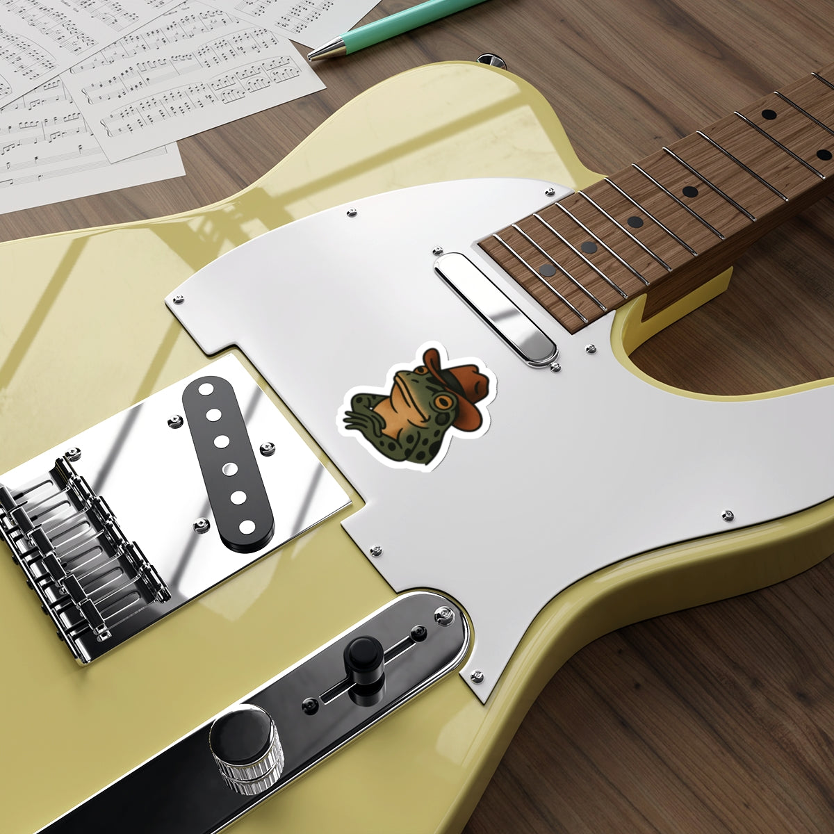 Cowboy Frog Sticker – Western Tattoo Style Vinyl Decal