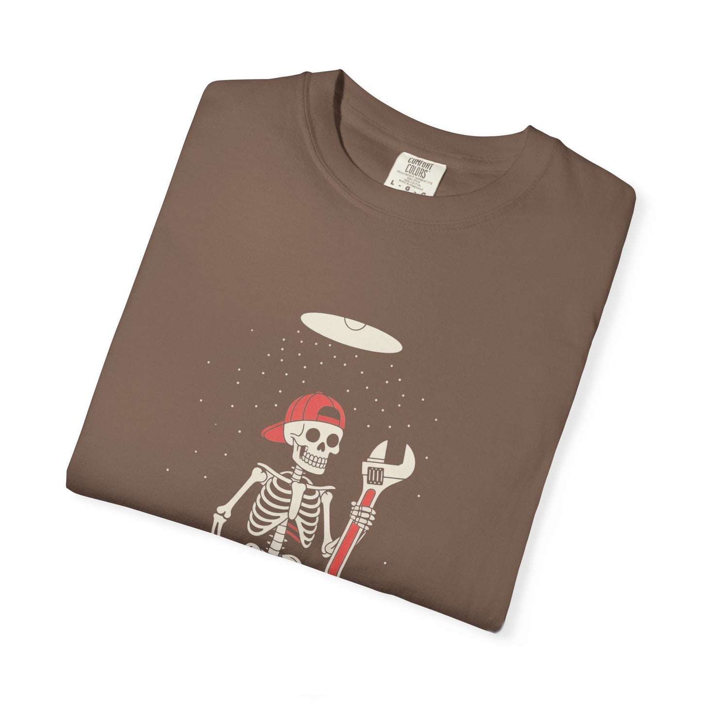 UFO Mechanic Skeleton Tee – Alien Abduction Fixer Shirt