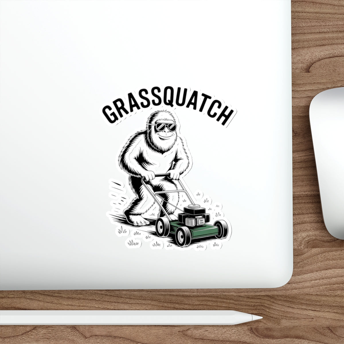 Grassquatch Lawn Mowing Sticker – Die-Cut Vinyl Sticker