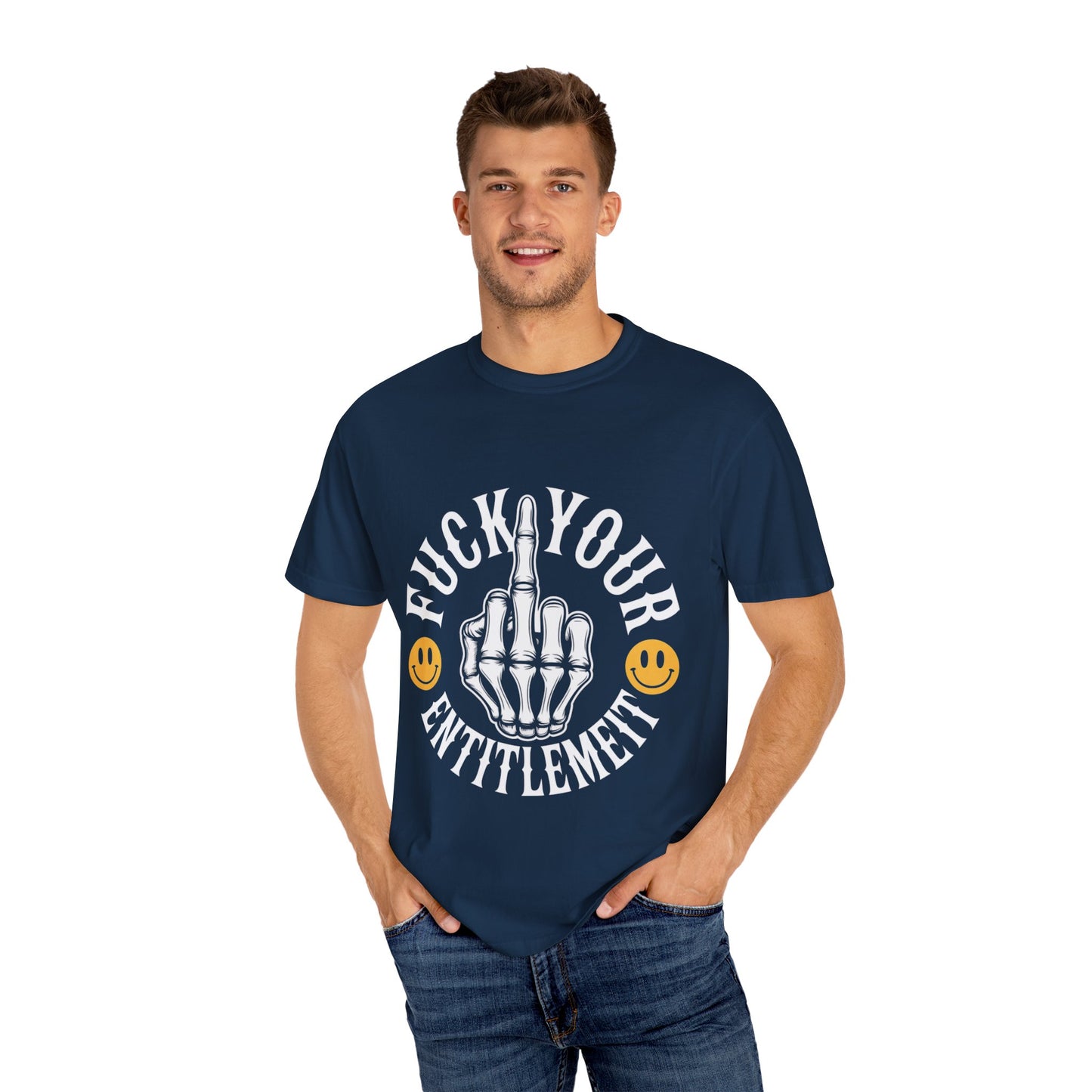 F*ck Your Entitlement Tee – Skeleton Middle Finger Comfort Colors T-Shirt
