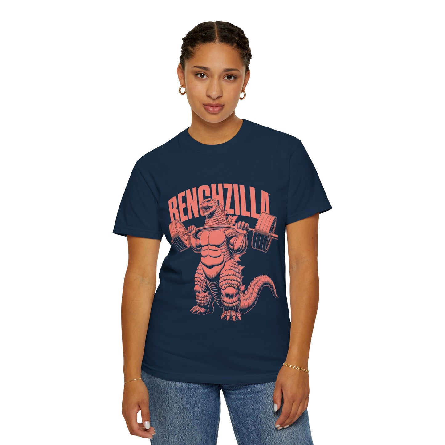 Benchzilla Gym Tee – Godzilla Lifting Parody Shirt