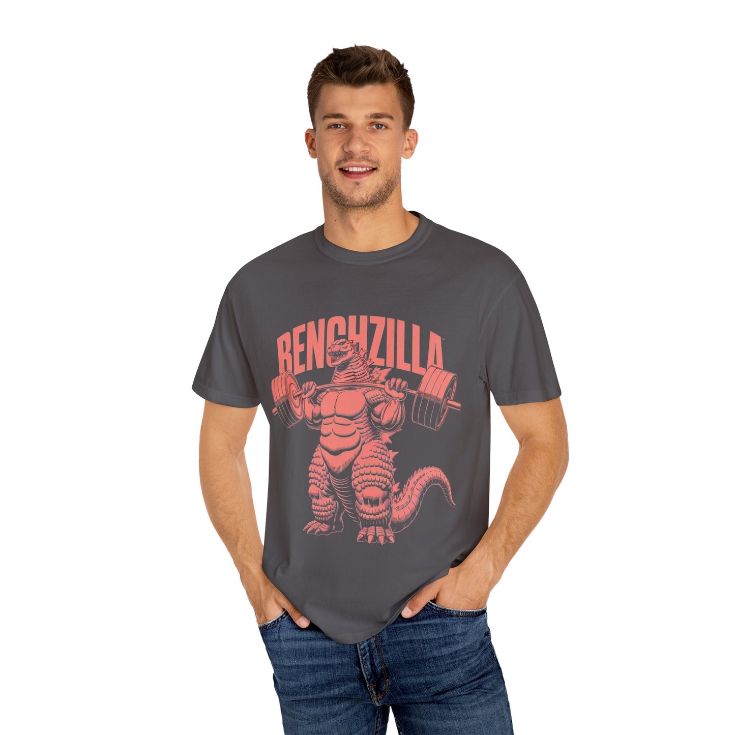 Benchzilla Gym Tee – Godzilla Lifting Parody Shirt