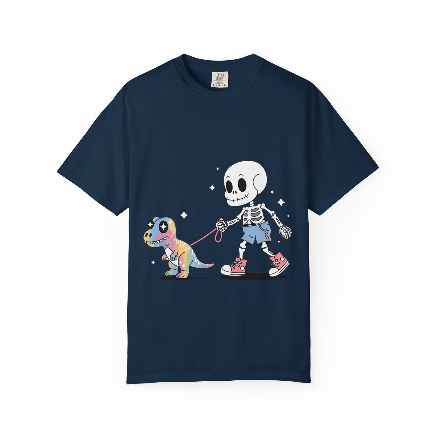 Dino Walk Tee – Skeleton Walking Rainbow Dinosaur Shirt