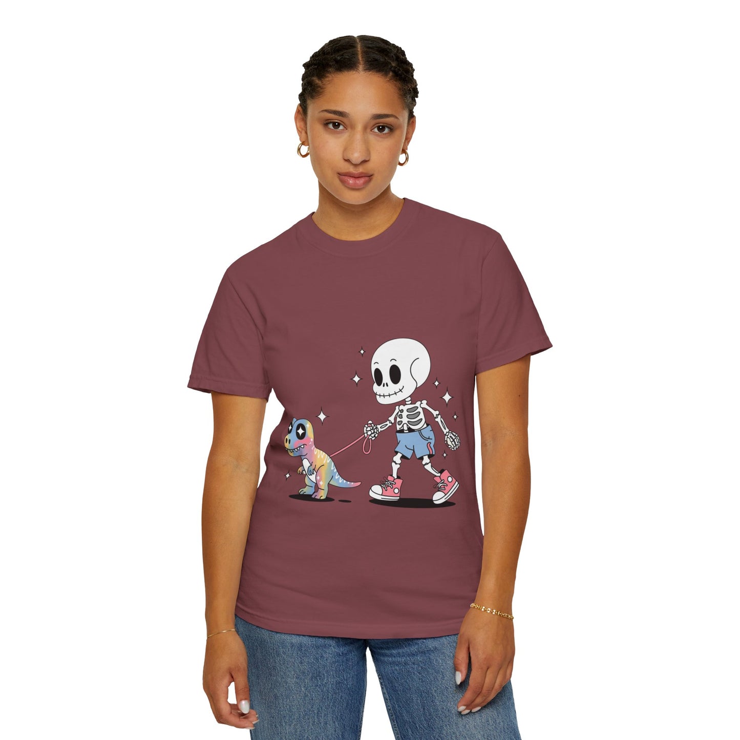 Dino Walk Tee – Skeleton Walking Rainbow Dinosaur Shirt