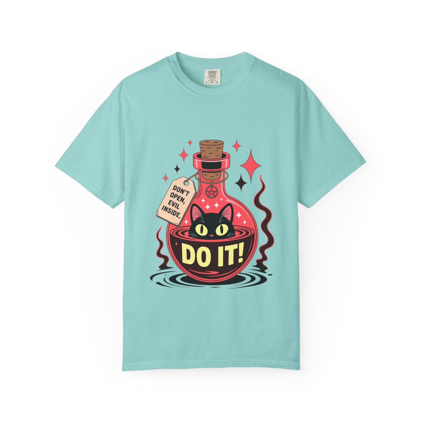 Evil Cat Potion Tee – Gothic Bottle Familiar Comfort Colors T-Shirt