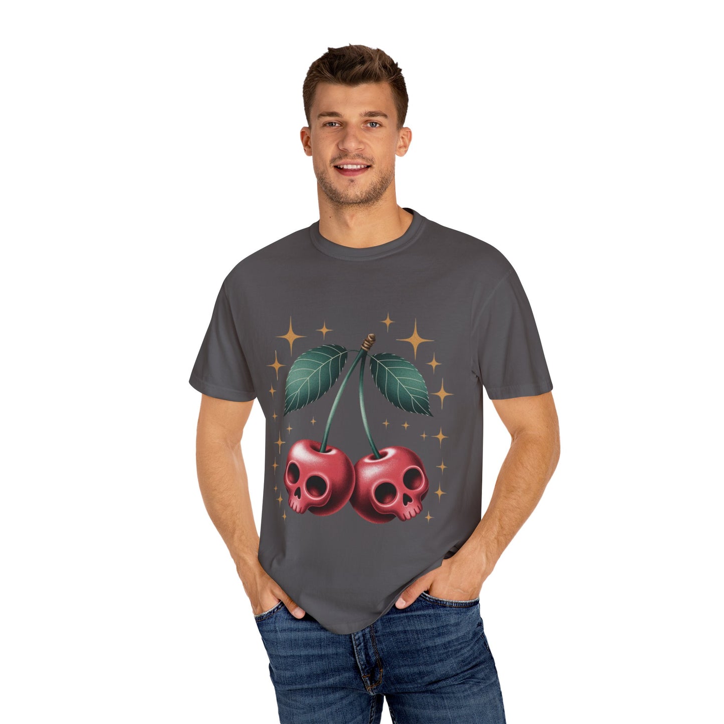 Cherry Skulls Tee – Dark Fruit Comfort Colors Graphic T-Shirt