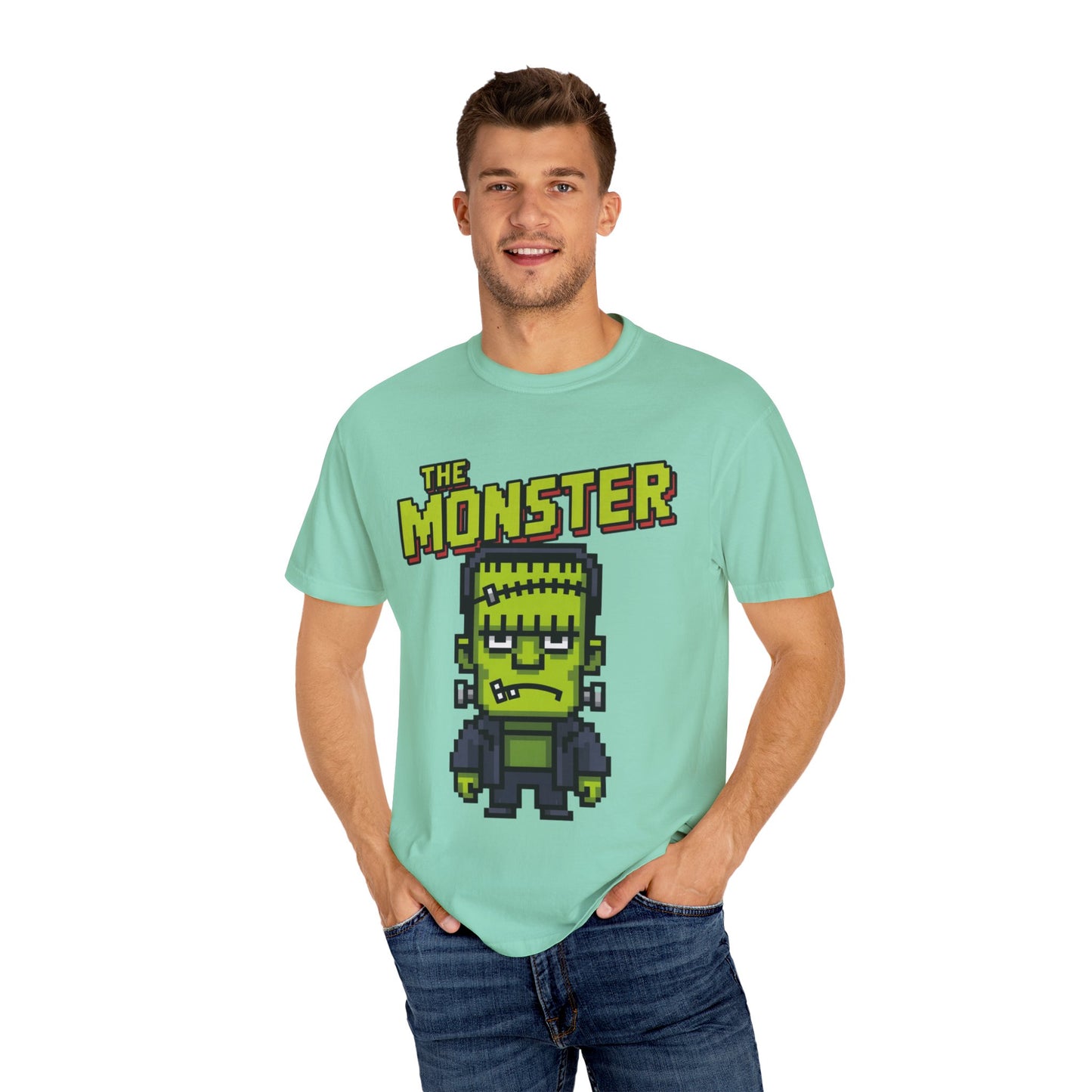 The Monster Pixel Art Tee – Retro Frankenstein Gaming Shirt